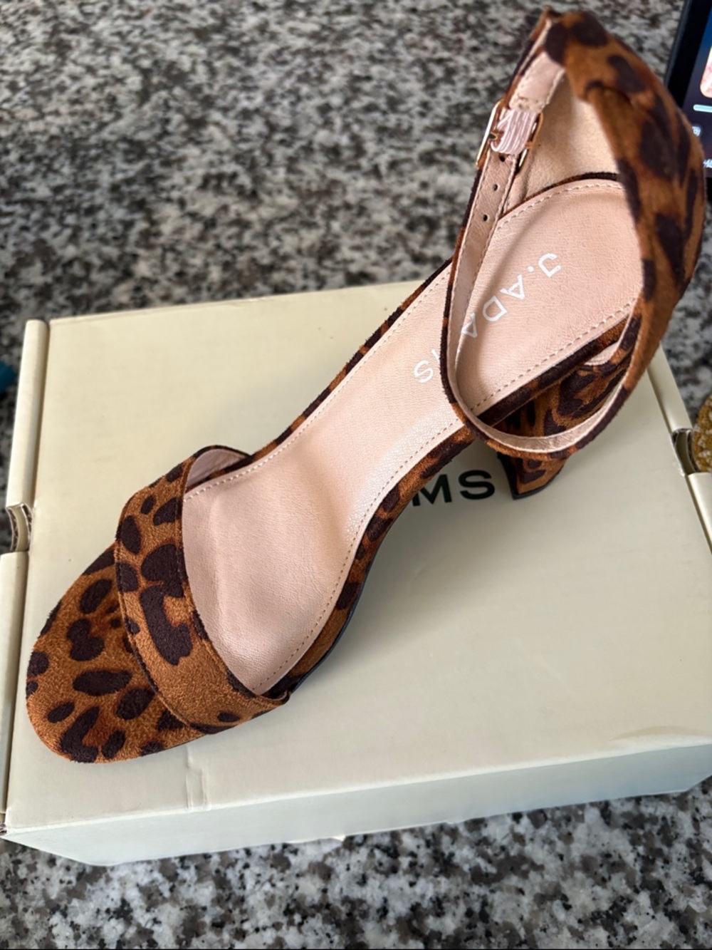 Adams Leopard Print Ankle Strap Block Heel - Brown/Tan